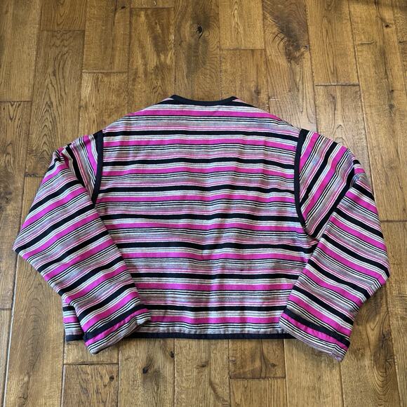 VTG Giancarlo Ferrari Blazer Jacket Sz L Pink 100% Silk Striped Long Sleeve Open - Picture 6 of 6